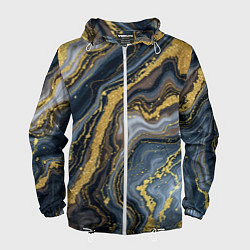 Ветровка с капюшоном мужская Золотые диагонали, цвет: 3D-белый