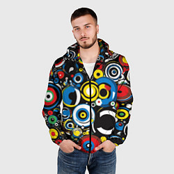 Ветровка с капюшоном мужская Абстракция геометрическая, цвет: 3D-черный — фото 2