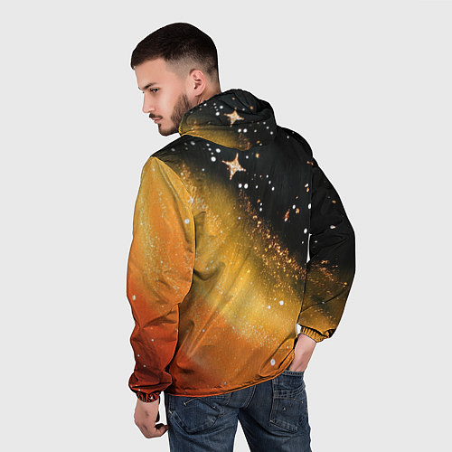 Мужская ветровка Черно-оранжевая блестящая текстура / 3D-Черный – фото 4