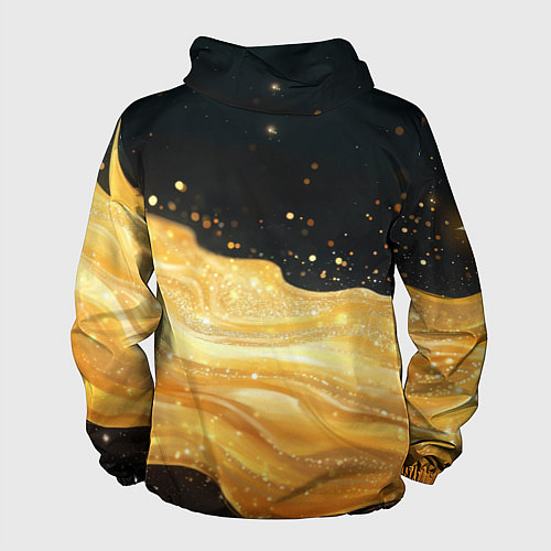 Мужская ветровка Золотистая материя на черном фоне / 3D-Белый – фото 2