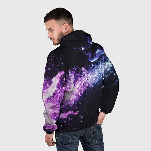 Мужская ветровка Фиолетово-синяя абстрактная волна / 3D-Черный – фото 4