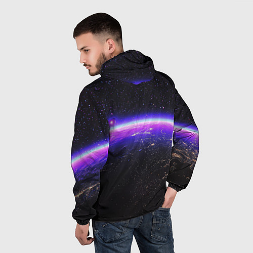 Мужская ветровка Планета и неоновое свечение / 3D-Черный – фото 4