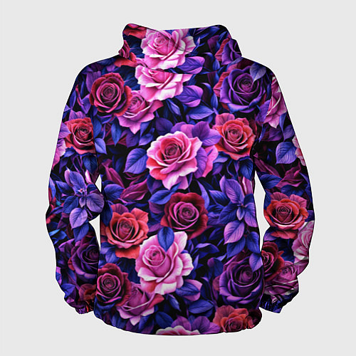 Мужская ветровка Разноцветные цветы - синие розы паттерн / 3D-Белый – фото 2