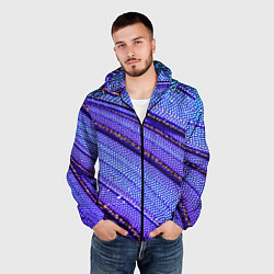 Ветровка с капюшоном мужская Синий блестящий паттерн, цвет: 3D-черный — фото 2