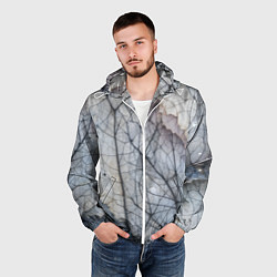 Ветровка с капюшоном мужская Прожилки листьев, цвет: 3D-белый — фото 2