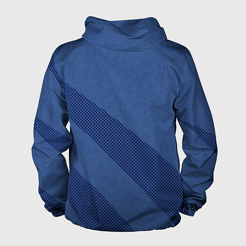 Мужская ветровка Синий текстурный с полосой / 3D-Белый – фото 2
