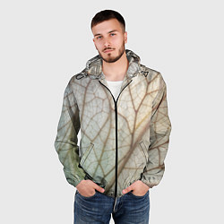 Ветровка с капюшоном мужская Прожилки листика, цвет: 3D-черный — фото 2