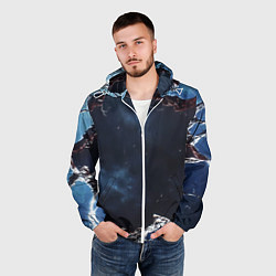 Ветровка с капюшоном мужская Объемная дыра в стене текстура, цвет: 3D-белый — фото 2