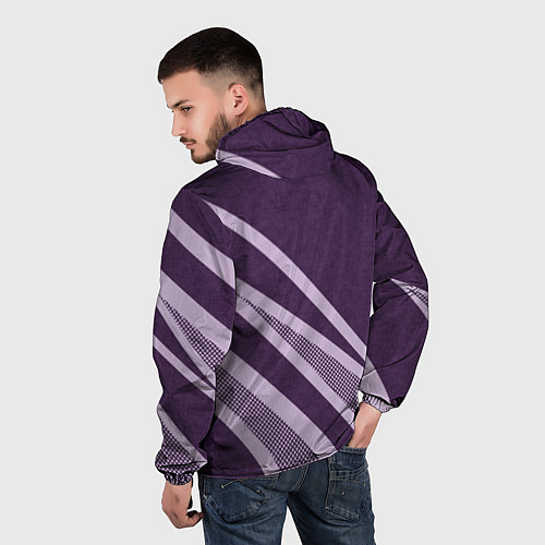 Мужская ветровка Фиолетовый абстрактный с полосой / 3D-Черный – фото 4
