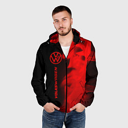 Ветровка с капюшоном мужская Volkswagen - red gradient по-вертикали, цвет: 3D-черный — фото 2