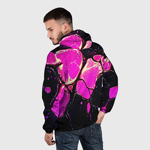 Мужская ветровка Розовые пятна в текстуре / 3D-Черный – фото 4