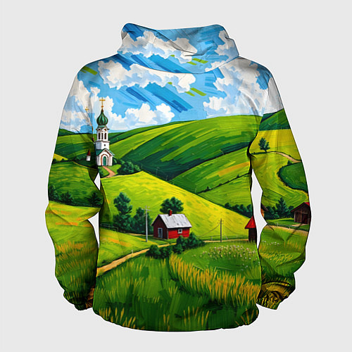 Мужская ветровка Русская деревенька / 3D-Белый – фото 2
