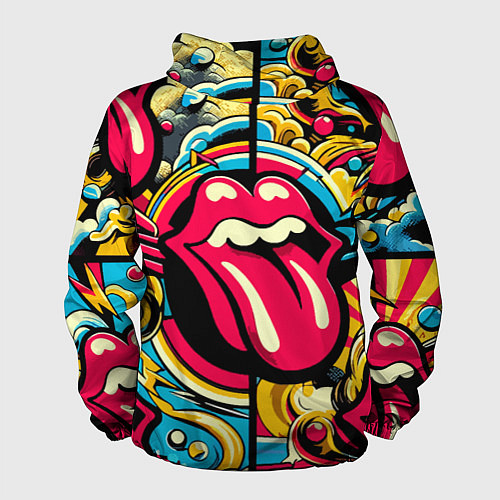 Мужская ветровка Rolling Stones logo - pop art pattern / 3D-Белый – фото 2