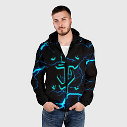 Ветровка с капюшоном мужская Doom молнии неоновые, цвет: 3D-черный — фото 2