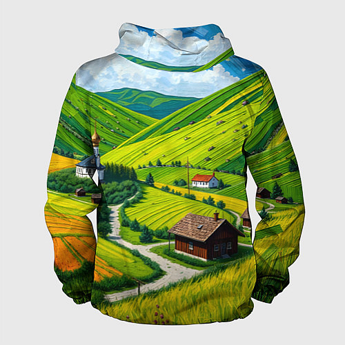 Мужская ветровка Русская душа и поле / 3D-Белый – фото 2