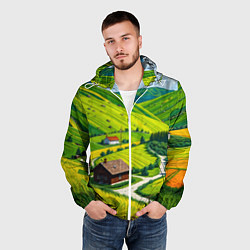 Ветровка с капюшоном мужская Русская душа и поле, цвет: 3D-белый — фото 2