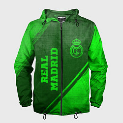Ветровка с капюшоном мужская Real Madrid - green gradient вертикально, цвет: 3D-черный