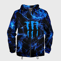 Ветровка с капюшоном мужская Monster energy искры дымы, цвет: 3D-черный