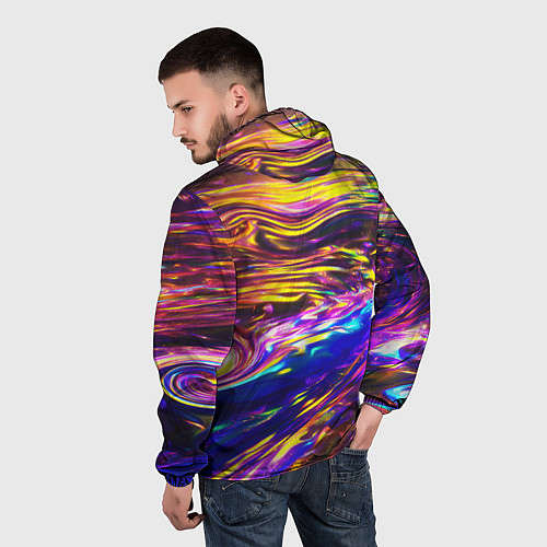 Мужская ветровка Неоновые полосы текстура / 3D-Черный – фото 4