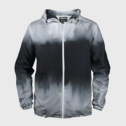 Ветровка с капюшоном мужская Разводы черной краски, цвет: 3D-белый