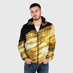 Ветровка с капюшоном мужская Золотой текстурный фон, цвет: 3D-черный — фото 2