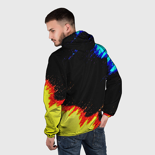 Мужская ветровка Monster energy огненные краски / 3D-Черный – фото 4