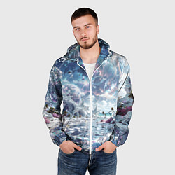 Ветровка с капюшоном мужская Фантастическая неизвестная планета, цвет: 3D-белый — фото 2