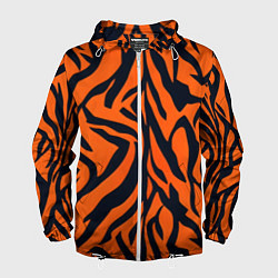 Ветровка с капюшоном мужская Расцветка тигра, цвет: 3D-белый