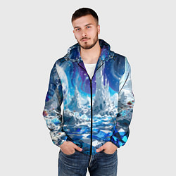 Ветровка с капюшоном мужская Космический фантастический пейзаж, цвет: 3D-черный — фото 2