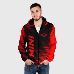 Ветровка с капюшоном мужская Mini - red gradient вертикально, цвет: 3D-черный — фото 2