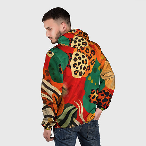 Мужская ветровка Анималистичный африканский паттерн / 3D-Черный – фото 4