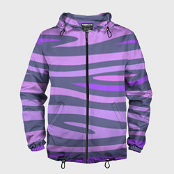 Ветровка с капюшоном мужская Лавандовые волны, цвет: 3D-черный
