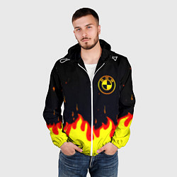 Ветровка с капюшоном мужская BMW огненный, цвет: 3D-белый — фото 2