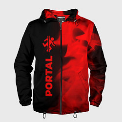Ветровка с капюшоном мужская Portal - red gradient по-вертикали, цвет: 3D-черный