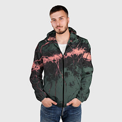 Ветровка с капюшоном мужская Гранж потертая текстура, цвет: 3D-черный — фото 2