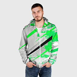 Ветровка с капюшоном мужская Color white light green, цвет: 3D-белый — фото 2