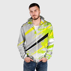 Ветровка с капюшоном мужская Color white light green, цвет: 3D-белый — фото 2