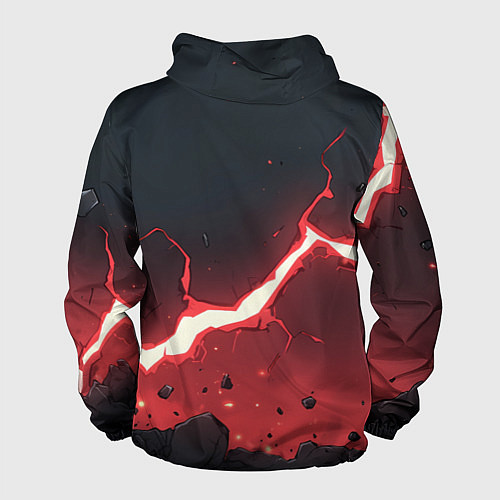 Мужская ветровка Красная молния на черной текстуре / 3D-Белый – фото 2