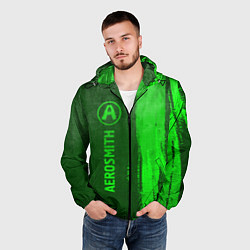 Ветровка с капюшоном мужская Aerosmith - green gradient по-вертикали, цвет: 3D-черный — фото 2