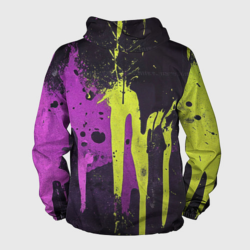 Мужская ветровка Желтая и фиолетовая краска на черном / 3D-Белый – фото 2