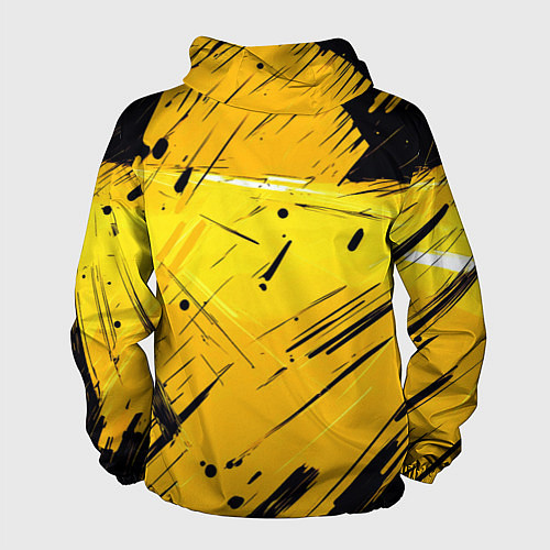 Мужская ветровка Желтая краска на черном фоне / 3D-Белый – фото 2