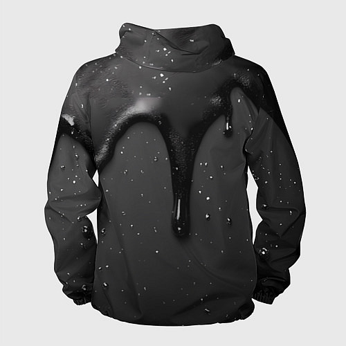 Мужская ветровка Черная текстура - хром / 3D-Белый – фото 2