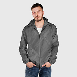 Ветровка с капюшоном мужская Серая текстура каменная мрамор, цвет: 3D-черный — фото 2