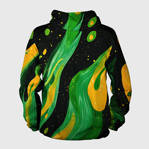 Мужская ветровка Зелено-желтая краска на черном / 3D-Белый – фото 2