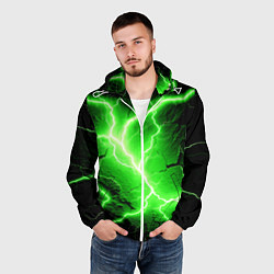 Ветровка с капюшоном мужская Color green black, цвет: 3D-белый — фото 2
