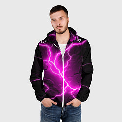 Ветровка с капюшоном мужская The color is pink and black, цвет: 3D-белый — фото 2