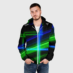 Ветровка с капюшоном мужская Color blue black green, цвет: 3D-белый — фото 2