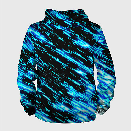 Мужская ветровка Monster energy штрихи голубых неоновых красок / 3D-Белый – фото 2