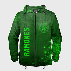 Ветровка с капюшоном мужская Ramones - green gradient вертикально, цвет: 3D-черный