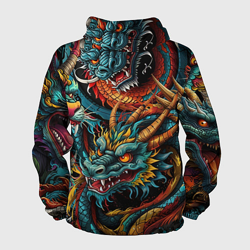 Мужская ветровка Татуировка дракона ирезуми / 3D-Белый – фото 2